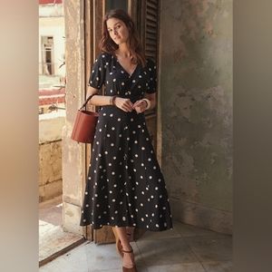 Sezane Sollie Silk Polka Dot Dress Size 34